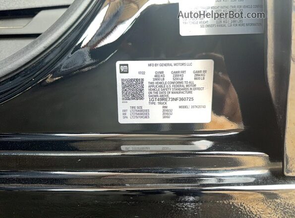 1GT49RE73NF360725 2022 GMC SIERRA Black Widok wnętrza z tyłu