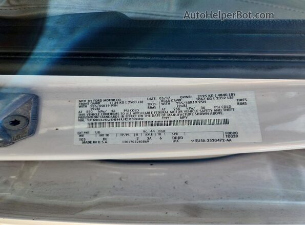 1FMCU9J98HUE21600 2017 FORD ESCAPE White 360 interior view