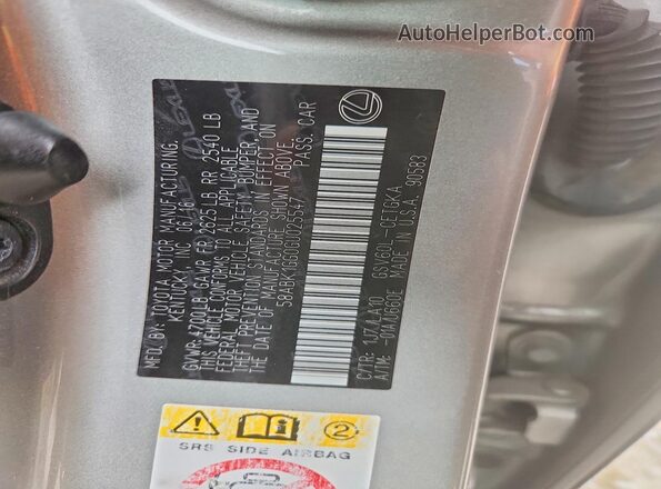 58ABK1GG0GU025547 2016 LEXUS ES Gray Vista del compartimento del motor