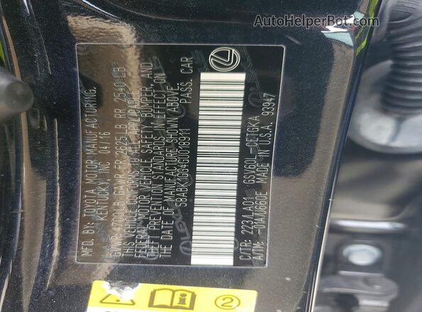 58ABK1GG4GU018911 2016 LEXUS ES Black Engine compartment view