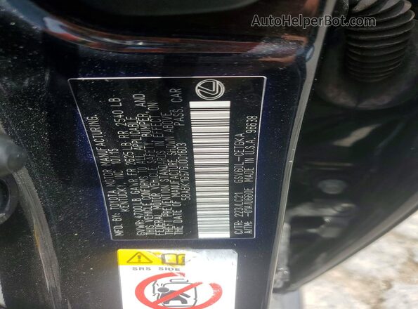 58ABK1GG7GU001603 2016 LEXUS ES Black Vista de la etiqueta del VIN