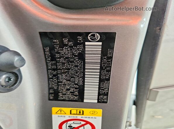 58ABK1GG7GU035251 2016 LEXUS ES Серебряный Вид подкапотного пространства