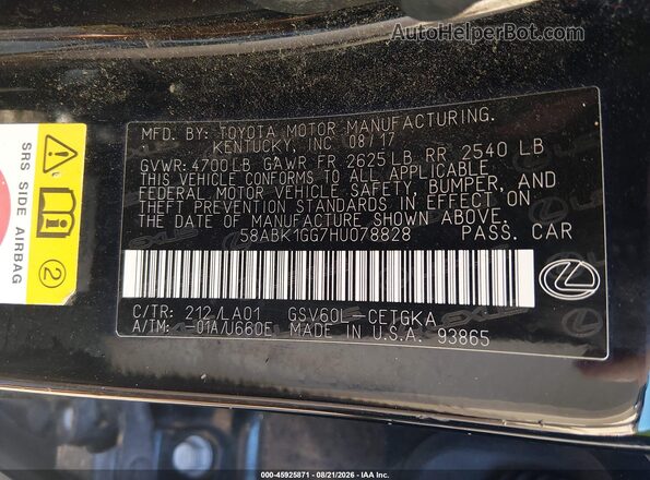 58ABK1GG7HU078828 2017 LEXUS ES 350 Black Vista del compartimento del motor