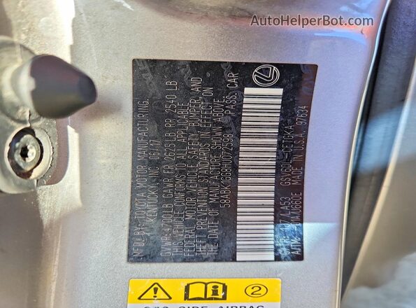 58ABK1GG8HU072598 2017 LEXUS ES Silver Engine compartment view