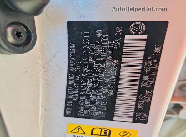 58ABZ1B13KU036968 2019 LEXUS ES White Engine compartment view