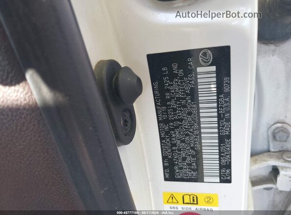 58ABZ1B18KU008681 2019 LEXUS ES 350 White Widok komory silnika