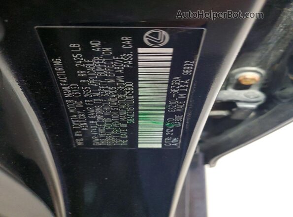 58ACZ1B11LU075600 2020 LEXUS ES Black ძრავის განყოფილების ხედი