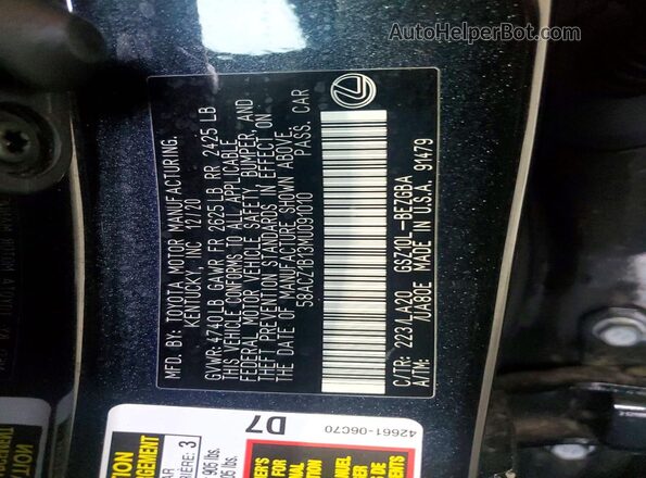 58ACZ1B13MU091010 2021 LEXUS ES Black Vista del compartimento del motor
