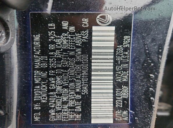 58AD11D11MU001300 2021 LEXUS ES Black Engine compartment view
