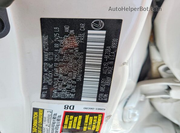 58AD11D1XMU001876 2021 LEXUS ES White Շարժիչի բաժամունքի տեսք