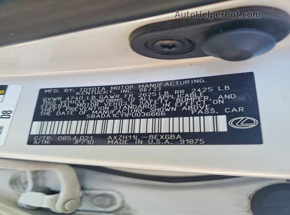 58ADA1C11PU036666 2023 LEXUS ES White Widok komory silnika