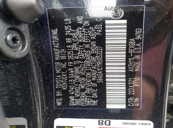 58ADA1C11RU053227 2024 LEXUS ES Black Вид підкапотного простору