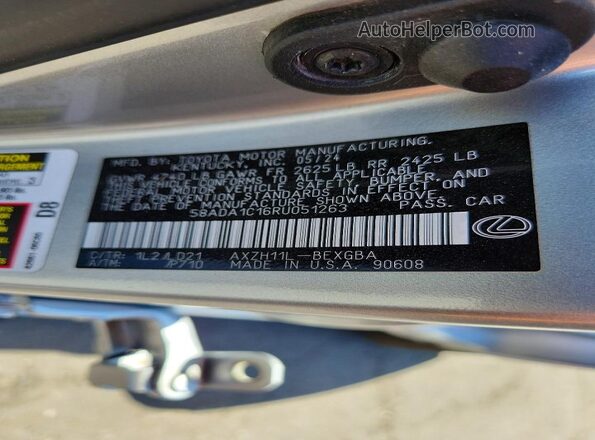 58ADA1C16RU051263 2024 LEXUS ES Silver Вид підкапотного простору