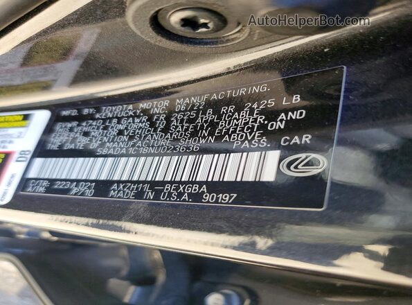 58ADA1C18NU023636 2022 LEXUS ES Black Շարժիչի բաժամունքի տեսք