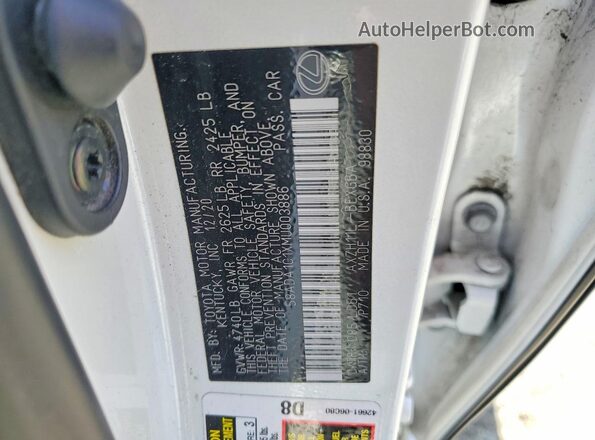 58ADA1C1XMU003886 2021 LEXUS ES White Vista del compartimento del motor