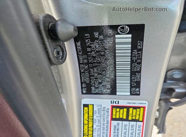 58ADZ1B14LU081573 2020 LEXUS ES Gray VIN sticker view
