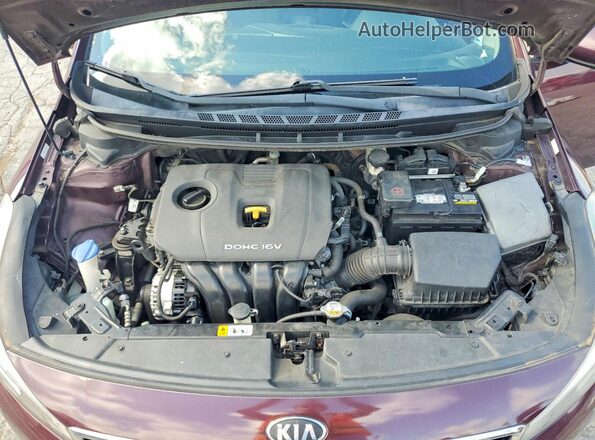 3KPFK4A71JE190309 2018 KIA FORTE Burgundy ძრავის განყოფილების ხედი
