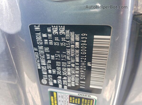 5XYP2DHC2LG009439 2020 KIA TELLURIDE Gray Widok wnętrza 360 stopni