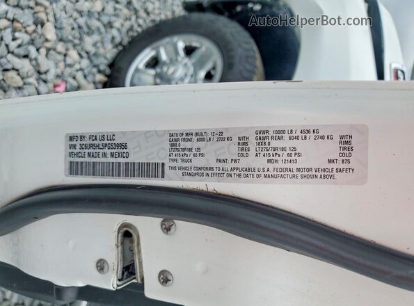 3C6UR5HL5PG539956 2023 RAM 2500 White VIN sticker view