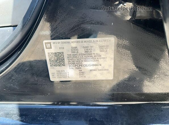 3GCPCPEC0JG496674 2018 CHEVROLET SILVERADO Черный Вид задней части салона