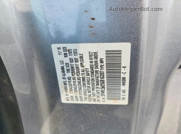 5FNRL5H25GB163207 2016 HONDA ODYSSEY Silver VIN კოდის სტიკერის ხედი