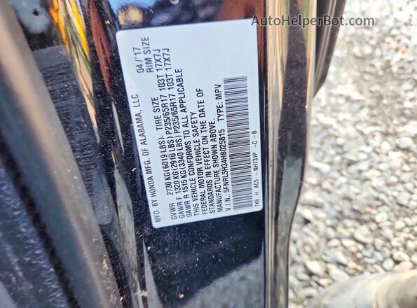 5FNRL5H34HB025815 2017 HONDA ODYSSEY Black Widok naklejki z numerem VIN