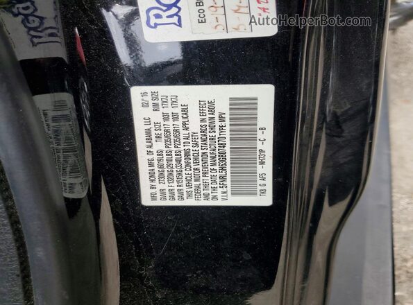 5FNRL5H63GB074870 2016 HONDA ODYSSEY Black Widok naklejki z numerem VIN