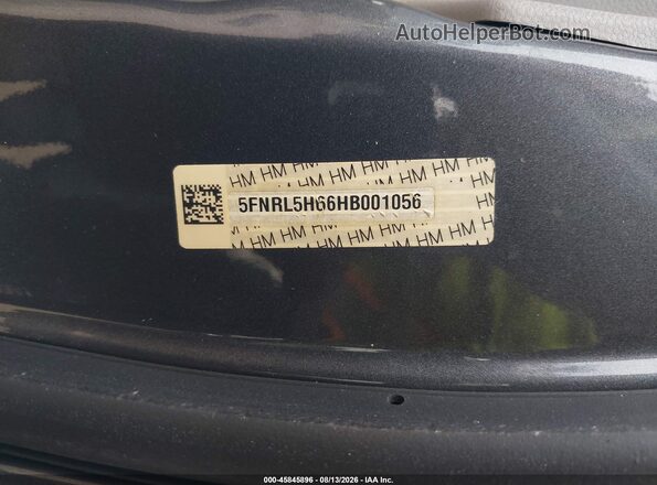 5FNRL5H66HB001056 2017 HONDA ODYSSEY Gray 
