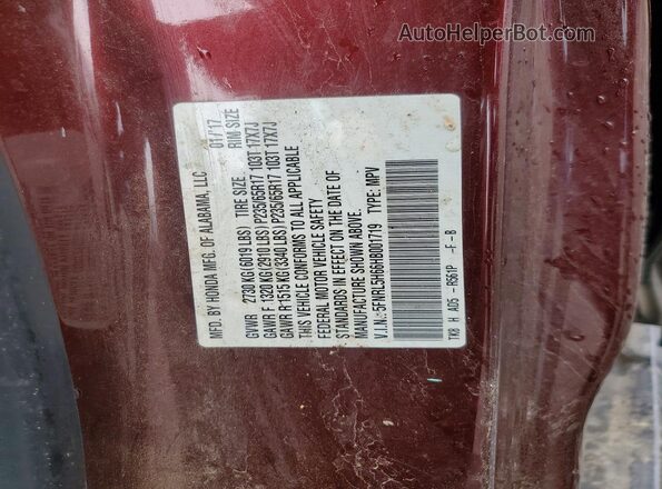 5FNRL5H66HB001719 2017 HONDA ODYSSEY Burgundy VIN sticker view