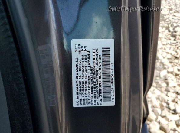 5FNRL5H90GB020730 2016 HONDA ODYSSEY Gray VIN კოდის სტიკერის ხედი