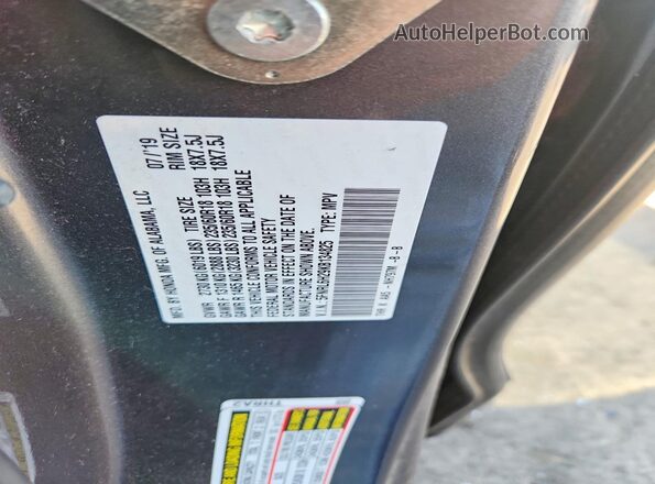 5FNRL6H29KB134825 2019 HONDA ODYSSEY Gray Vista de la etiqueta del VIN