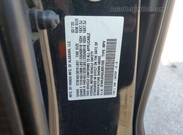 5FNRL6H53LB051550 2020 HONDA ODYSSEY Black VIN կոդի պիտակի տեսք
