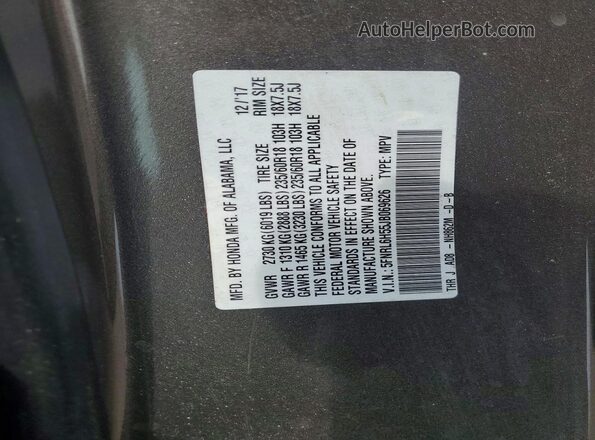 5FNRL6H55JB069626 2018 HONDA ODYSSEY Brown Vista de la etiqueta del VIN