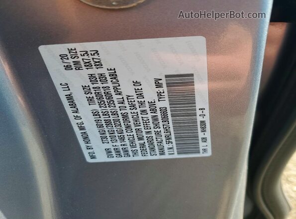 5FNRL6H57LB066603 2020 HONDA ODYSSEY Silver Widok naklejki z numerem VIN