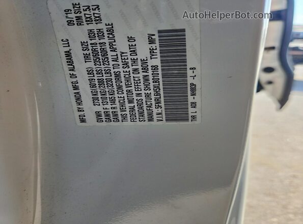 5FNRL6H5XLB010168 2020 HONDA ODYSSEY White VIN sticker view