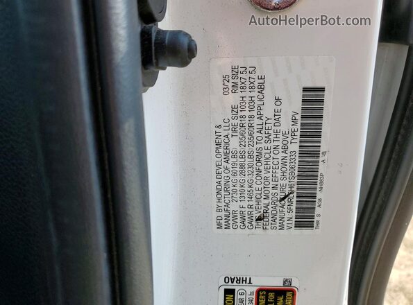 5FNRL6H61SB063333 2025 HONDA ODYSSEY White 