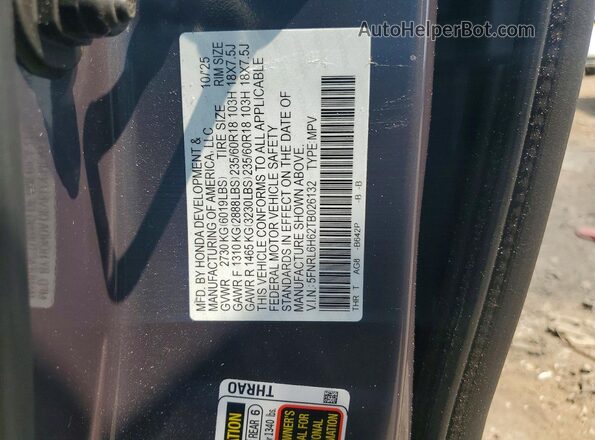 5FNRL6H62TB026132 2026 HONDA ODYSSEY Blue VIN կոդի պիտակի տեսք