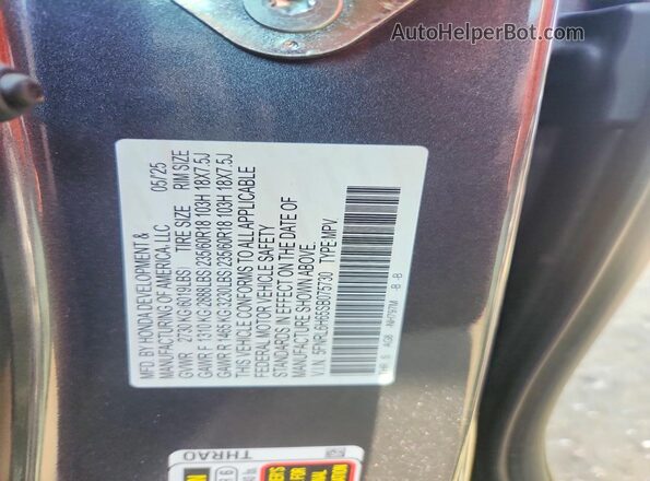 5FNRL6H65SB075730 2025 HONDA ODYSSEY Gray Widok naklejki z numerem VIN