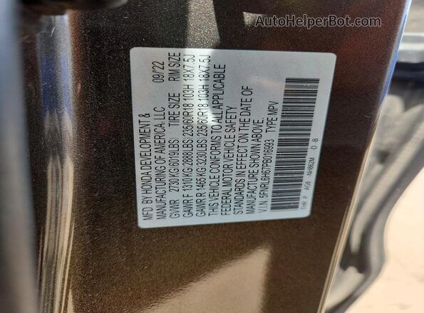 5FNRL6H67PB016993 2023 HONDA ODYSSEY Brown Вид наклейки з VIN-кодом