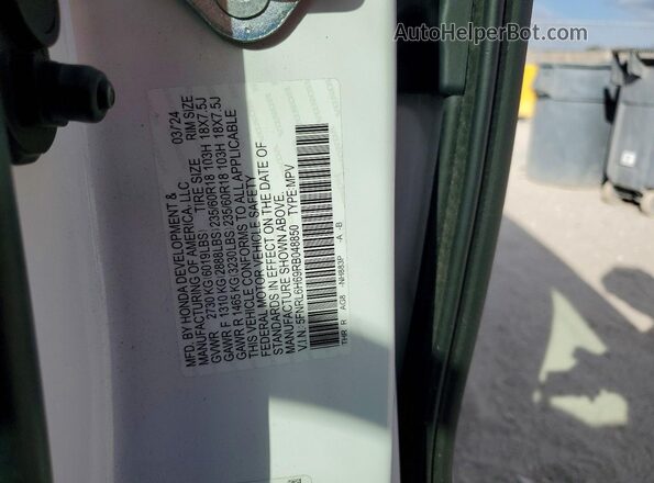 5FNRL6H69RB048850 2024 HONDA ODYSSEY White Вид наклейки з VIN-кодом