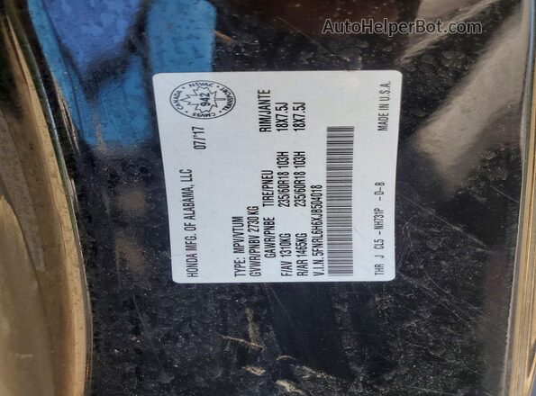 5FNRL6H6XJB504018 2018 HONDA ODYSSEY Black VIN კოდის სტიკერის ხედი