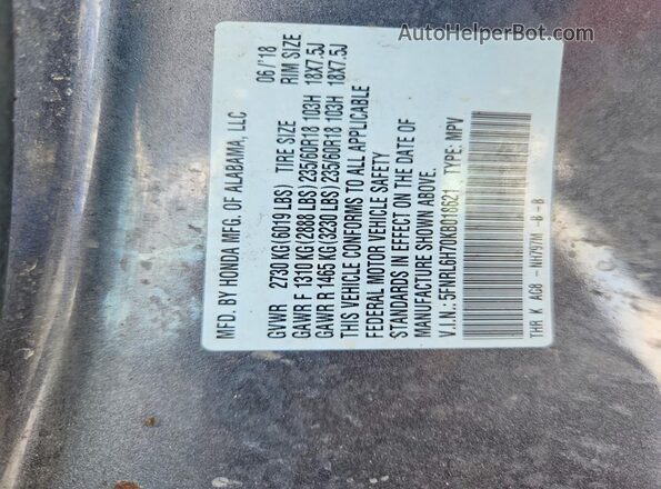 5FNRL6H70KB018621 2019 HONDA ODYSSEY Gray Widok wnętrza 360 stopni