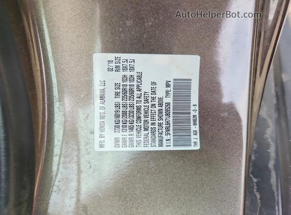 5FNRL6H71JB095268 2018 HONDA ODYSSEY Brown Շարժիչի բաժամունքի տեսք