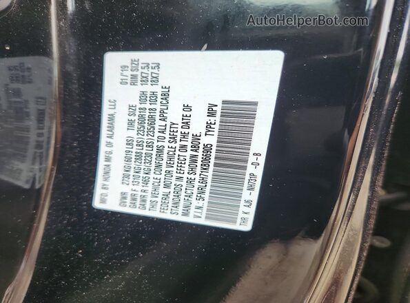 5FNRL6H71KB066905 2019 HONDA ODYSSEY Black Вид наклейки з VIN-кодом