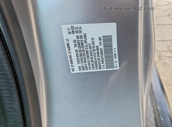 5FNRL6H72JB033491 2018 HONDA ODYSSEY Silver VIN կոդի պիտակի տեսք