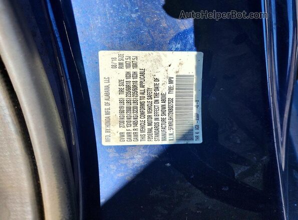 5FNRL6H72KB027532 2019 HONDA ODYSSEY Blue Вид наклейки з VIN-кодом
