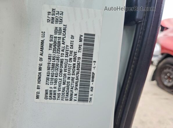 5FNRL6H76LB036719 2020 HONDA ODYSSEY White Widok naklejki z numerem VIN