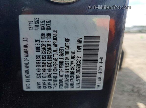 5FNRL6H76LB039121 2020 HONDA ODYSSEY Gray Vista interior de 360 grados