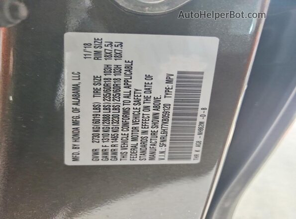 5FNRL6H77KB059120 2019 HONDA ODYSSEY Charcoal VIN sticker view