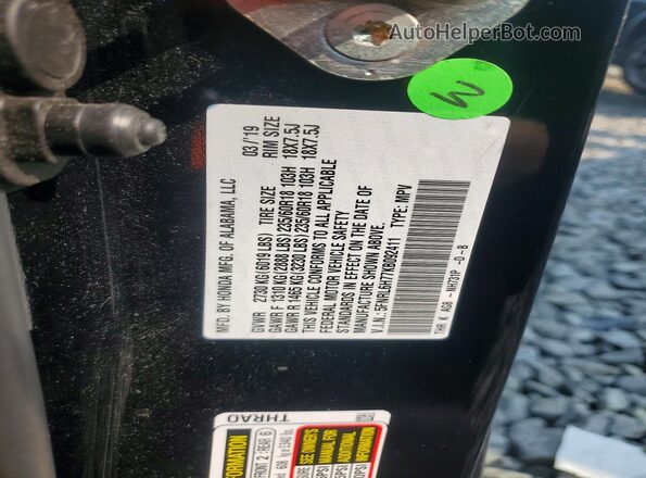 5FNRL6H77KB092411 2019 HONDA ODYSSEY Black VIN კოდის სტიკერის ხედი